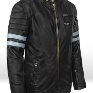 MEN BIKER STYLE SHEEP LEATHER JACKET