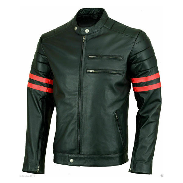 Black-Slim-fit-Biker-Men-Cafe-Racer-Sheep-NAPA-Leather-Jacket