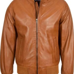 BIKER RACING  BOMBER ALAMO LEATHER JACKET