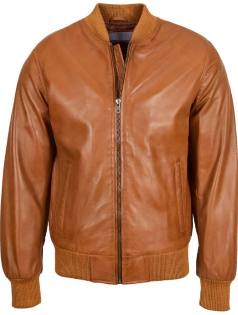 BIKER RACING  BOMBER ALAMO LEATHER JACKET